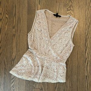 BCBG Maxazaria Lace Tank Top Sleeveless Size Small Cream Neutral